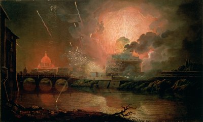 Pokaz sztucznych ogni w Castel Sant Angelo, 1774-1778 autorstwa Joseph Wright of Derby