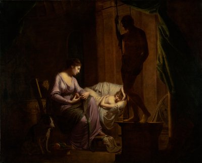 Penelope rozplątuje swoją sieć, 1783-4 autorstwa Joseph Wright of Derby