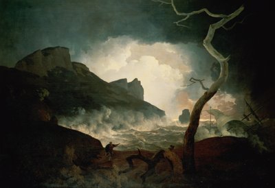Burza, Antygon ścigany przez Niedźwiedzia z „Opowieści zimowej”, akt III, scena 3, 1790 autorstwa Joseph Wright of Derby