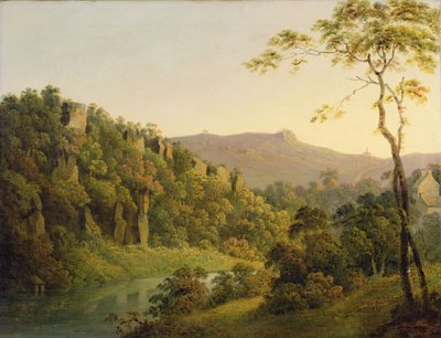 Widok w Matlock Dale, Patrząc na skarpę Black Rock, ok. 1780-5 (olej na płótnie) autorstwa Joseph Wright of Derby