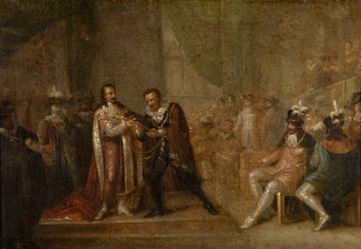 Peter Paul Rubens przyjmujący miecz od Karola I, króla Anglii autorstwa Joseph de Cauwer