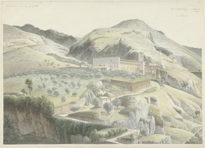 Krajobraz z klasztorem w Subiaco autorstwa Josephus Augustus Knip