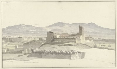Termy Karakalli w Rzymie z Frascati w oddali De Thermen van Caracalla, Rzym, met de Porta Latina en in de verte Frascati autorstwa Josephus Augustus Knip