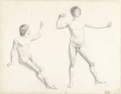 Dwa studia aktów męskich autorstwa Josephus Augustus Knip