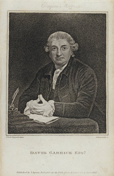 David Garrick, angielski aktor, dramaturg i kierownik teatru (grafika) autorstwa Joshua (after) Reynolds