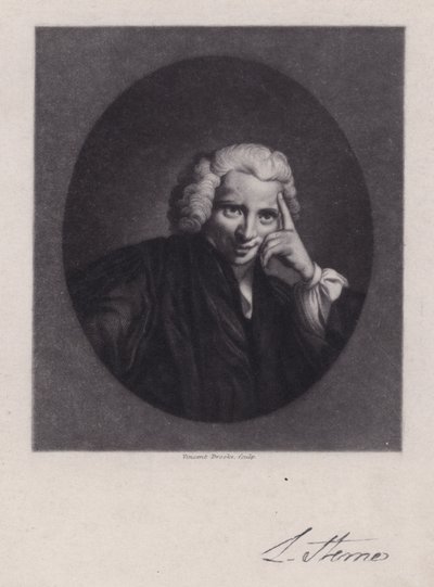 Laurence Sterne, irlandzki pisarz i duchowny, autor Tristram Shandy (grafika) autorstwa Joshua (after) Reynolds