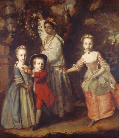 Dzieci Edwarda Holdena Cruttendena ze swoją indyjską ayah, 1759-1763 autorstwa Joshua Reynolds