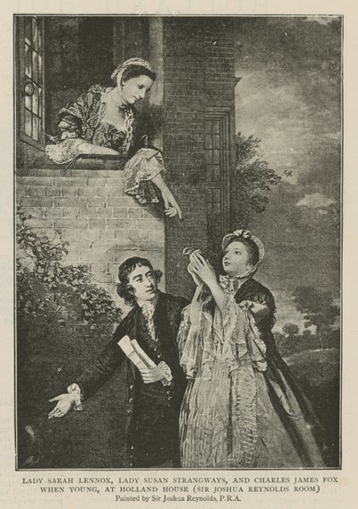 Lady Sarah Lennox, Lady Susan Strangways i Charles James Fox za młodu w Holland House autorstwa Joshua Reynolds