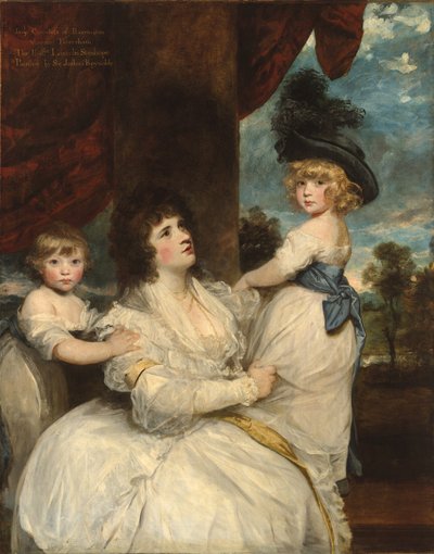 Portret Jane, hrabiny Harrington, z jej synami, wicehrabią Petersham i honorowym Lincolnem Stanhope, 1786-7 autorstwa Joshua Reynolds