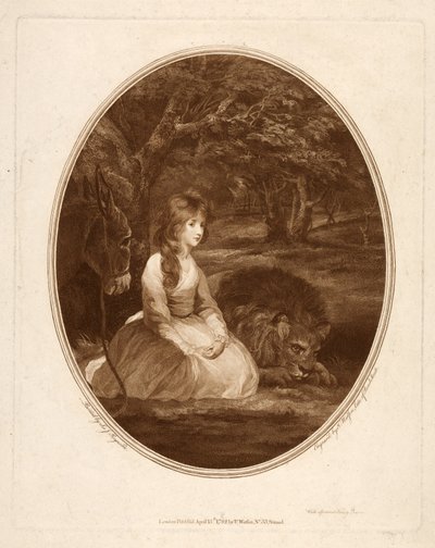 Panna Elżbieta Beauclerc jako Una, grawerowana przez Thomasa Watsona (1748-81) (trawiona kropka) autorstwa Joshua after Reynolds