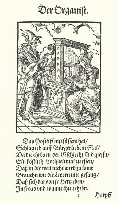 Organista (rycina) autorstwa Jost (after) Amman