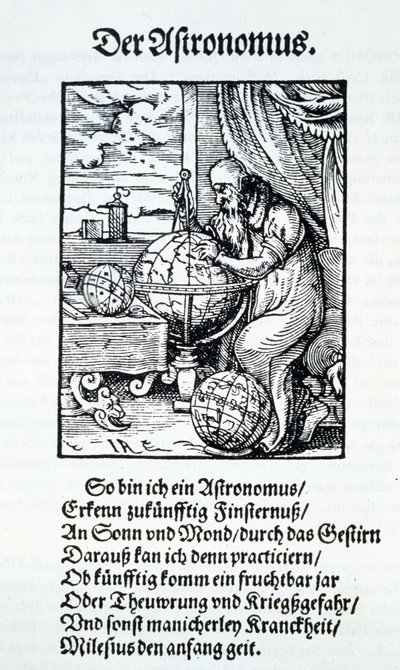 Astronom z wierszem Hansa Sachsa, wyd. Frankfurt 1568 autorstwa Jost Amman
