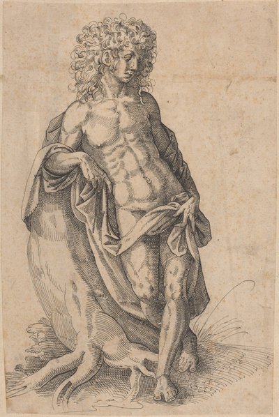 Apollo, ok. 1580 (pióro i tusz) autorstwa Jost Amman