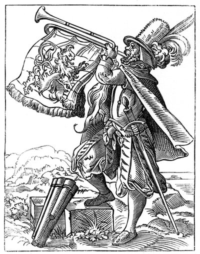 Trębacz wojskowy, XVI w. 1849 r. autorstwa Jost Amman