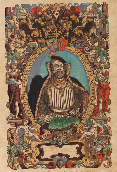 Portret księcia Christopha Wirtembergii 1515-1568 Z Biblia germanica, 1564. autorstwa Jost Amman