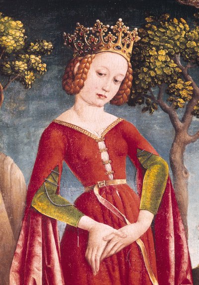 Św. Jerzy i smok, fragment Księżniczki, ok.1445-50 autorstwa Jost Haller