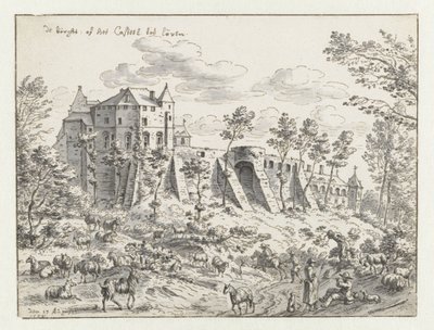 Zamek Leuven, 1675 (pióro i atrament na papierze) autorstwa Josua de Grave