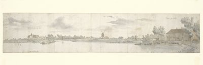 Panoramiczny widok na Kasteel Ooij i opłatę za przejazd, Brabancja Północna autorstwa Josua de Grave