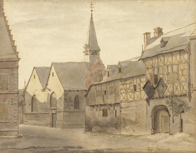 Widok na kościół św. Jakuba i gospodę, Maastricht autorstwa Josua de Grave