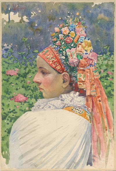 Słowacki Panna młoda Uprka, Joza (1861-1940). Olej na płótnie, format: 54,8x37 autorstwa Joža Uprka