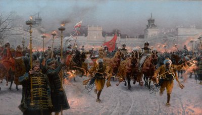 Departure from Wilanów of John III Sobieski and Marysienka, 1897. autorstwa Jozef Brandt