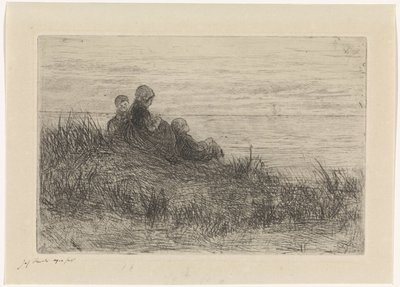 Krajobraz wydm z matką i dziećmi autorstwa Jozef Israëls (signed by artist)