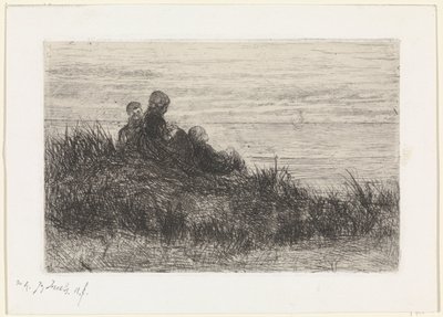 Krajobraz wydm z matką i dziećmi autorstwa Jozef Israëls (signed by artist)