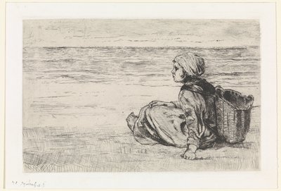 Dziewczyna nad morzem autorstwa Jozef Israëls (signed by artist)