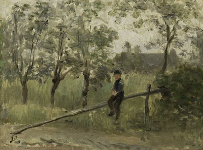 Country Boy na barierce na słupie autorstwa Jozef Israëls