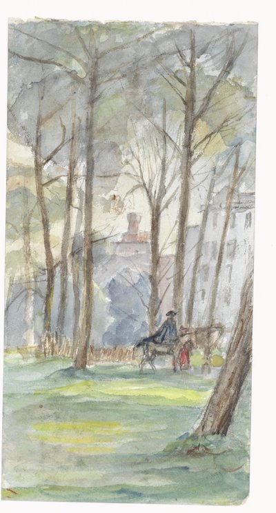 Park z figurami koni autorstwa Jozef Israëls