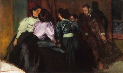 Szkic do obrazu „Rozmowa” autorstwa Józef Mehoffer