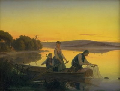 Stary rybak, który wieczorem zastawia sieci autorstwa Jørgen V. Sonne