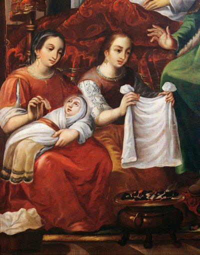 Narodziny Maryi, autorstwa Juan Correa (ok. 1646-1716), Szczegóły autorstwa Juan Correa