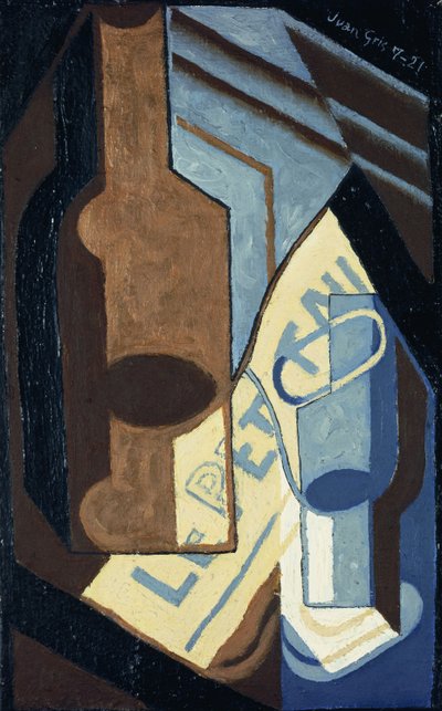 Butelka i szkło; Butelka i szkło, 1921 autorstwa Juan Gris