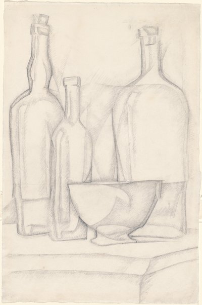 Butelki i Miska autorstwa Juan Gris