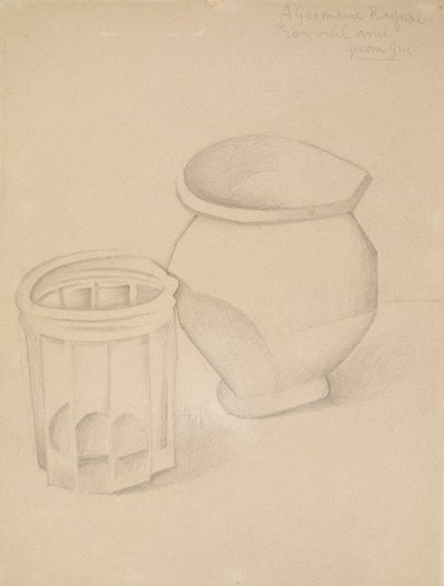 Szklanka i wazon, ok. 1911 (grafit na papierze) autorstwa Juan Gris