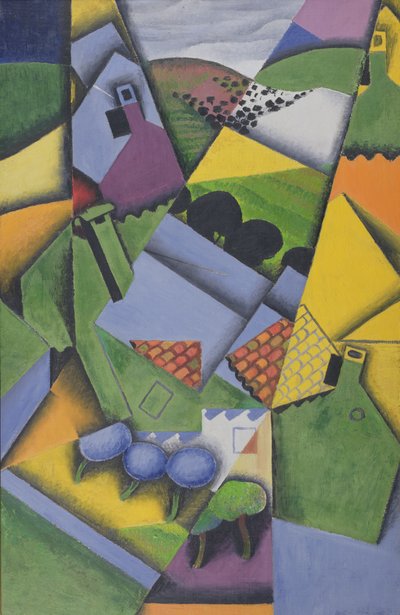 Krajobraz i domy w Ceret autorstwa Juan Gris