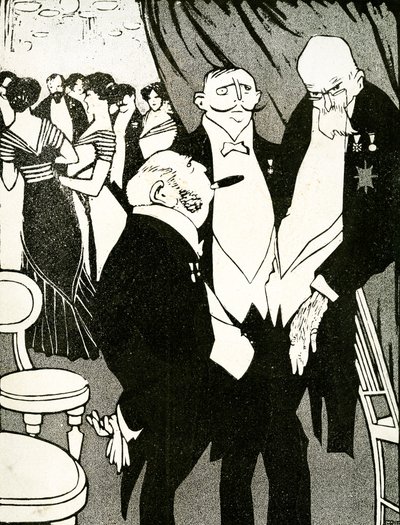 Rosyjski wysłannik debatuje z innymi przywódcami o broniącej się Turcji podczas konferencji, 1908. autorstwa Juan Gris