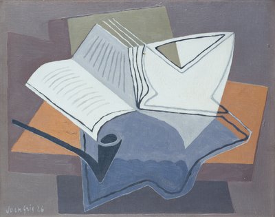 Fajka i otwarta księga autorstwa Juan Gris