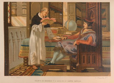 Wincentego z Beauvais i św. Ludwika. Od: La ciencia y sus hombres, 1879. autorstwa Juan Planella y Rodríguez