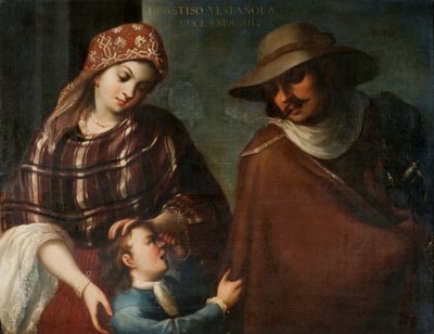 Castizo i Hiszpan Wyprodukuj Hiszpana, ok. 1715 r. autorstwa Juan Rodríguez Juárez