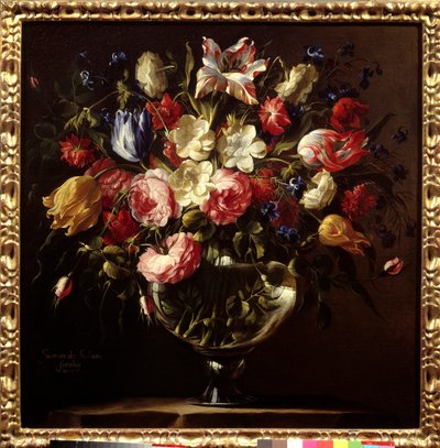 Wazon kwiatów. Obraz Juana de Arellano (1614-1676) autorstwa Juan de Arellano