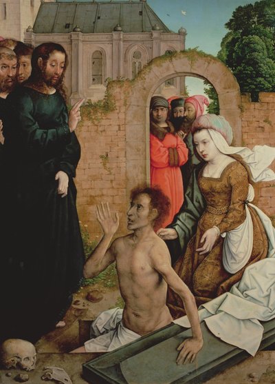 Zmartwychwstanie Łazarza (olej na panelu) autorstwa Juan de Flandes