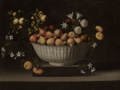 Kwiaty i owoce w chińskiej misce autorstwa Juan de Zurbaran