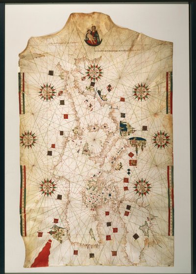 XIX-wieczna kopia morskiej planisfery autorstwa Juana de la Cosa autorstwa Juan de la Cosa