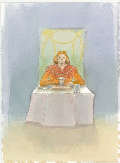 Średniowieczny lord siedział przy stole, 2004. autorstwa Judith Dobie