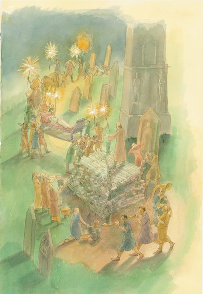 Rzymski cmentarz Brougham, Cumbria (akwarela na papierze) autorstwa Judith Dobie