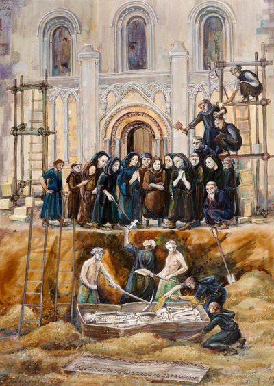 Ekshumacja Artura i Guinivere w Opactwie Glastonbury, Somerset, 1193 2010 autorstwa Judith Dobie