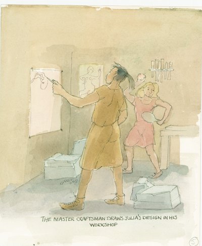 Mistrz rysuje projekty mozaikowej podłogi Julii, 2003. autorstwa Judith Dobie