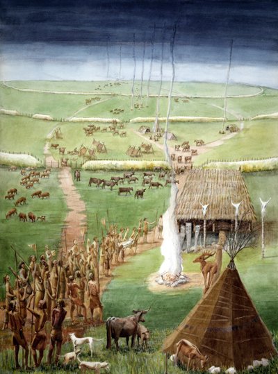Windmill Hill, Avebury, Wiltshire (akwarela na papierze) autorstwa Judith Dobie